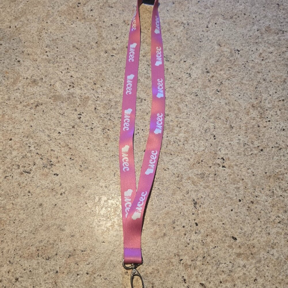 WCEC Pink Keychain Lanyard ID Badge Holder Fabric Strap